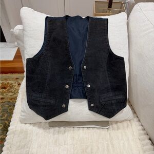 VTG 90s Arizona Reversible Suede & Denim Vest Western Coastal Cowgirl S